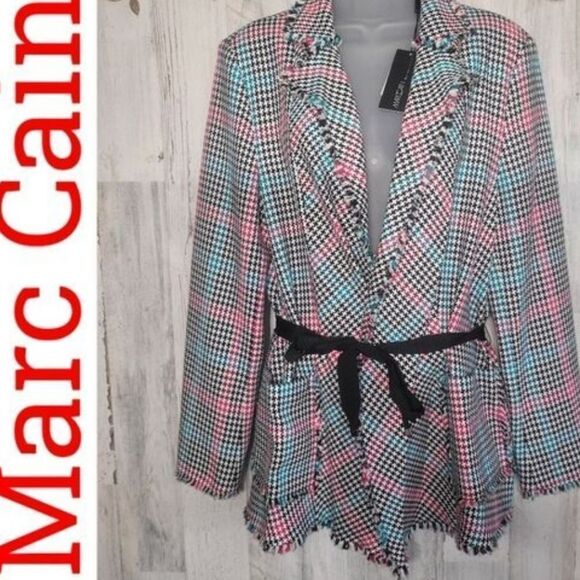 NWT Marc Cain Houndstooth Raw Hem  Blazer STATEMENT PIECE - Picture 12 of 12